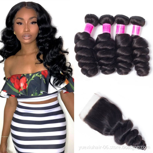 Cheap Wholesa Silky Thicky High Grade 1 donor 100% Virgin Brazilian Human Hair Bundles with Lace Closure for Black Women